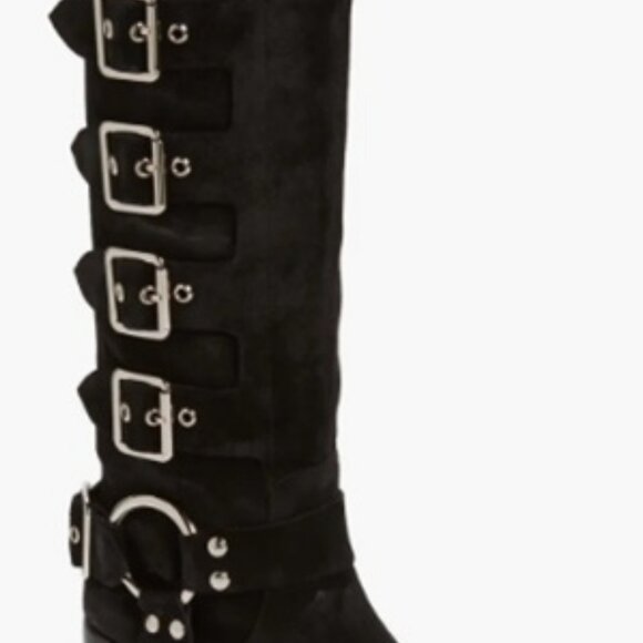 JEFFREY CAMPBELL Trouble Buckle Boot In Black Suede Silver Size 8.5 - Picture 4 of 14